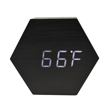 Hexagon LED Wooden Clock