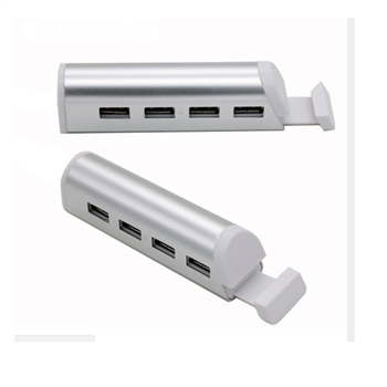 Aluminum 4 Port USB Hub with Phone Stand