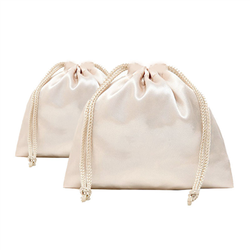 Off-white Satin Jewelry Drawstring Bag