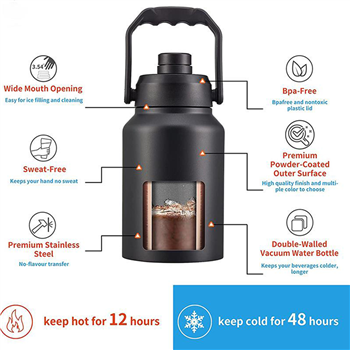 Half Gallon Insulated Water Bottle Jug with Handle