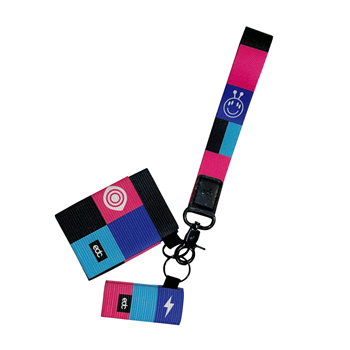 Lanyard Keychain with Card Wallet & Lipstick Pouch