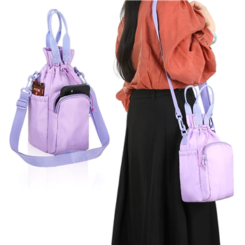 Drawstring Crossbody Bottle Bag