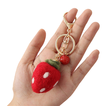 Felt Strawberry Keychain