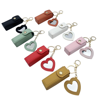 Chapstick Holder Key Chain with Mirror
